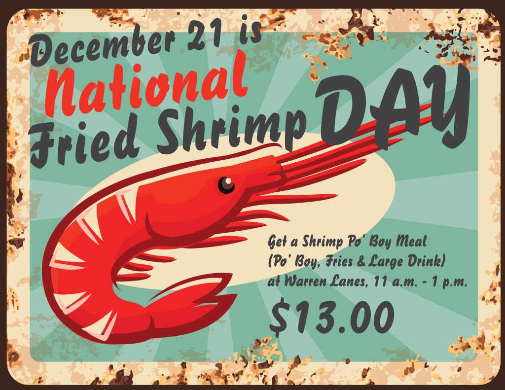 National Fried Shrimp Day Special at Warren Lanes